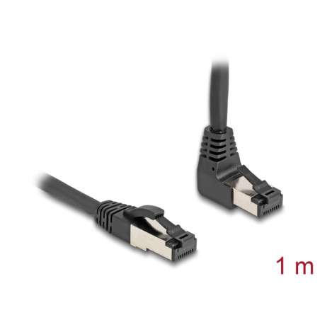 Delock RJ45 Netzwerkkabel Cat.8.1 S/FTP 90° oben gewinkelt / gerade 1 m schwarz