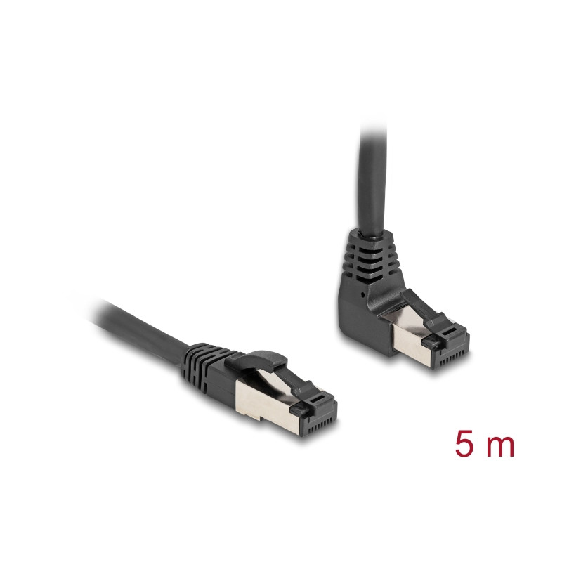 Delock RJ45 Netzwerkkabel Cat.8.1 S/FTP 90° oben gewinkelt / gerade 5 m schwarz