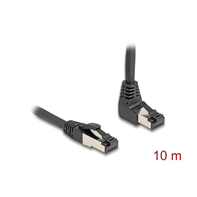 Delock RJ45 Netzwerkkabel Cat.8.1 S/FTP 90° oben gewinkelt / gerade 10 m schwarz