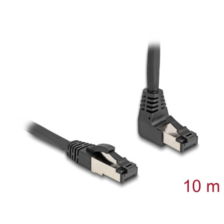 Delock RJ45 Netzwerkkabel Cat.8.1 S/FTP 90° oben gewinkelt / gerade 10 m schwarz