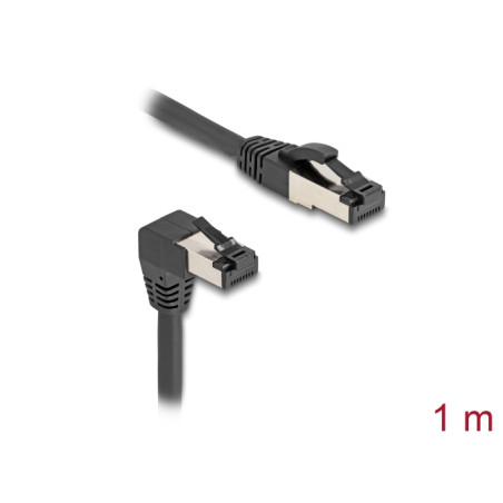 Delock RJ45 Netzwerkkabel Cat.8.1 S/FTP 90° unten gewinkelt / gerade 1 m schwarz