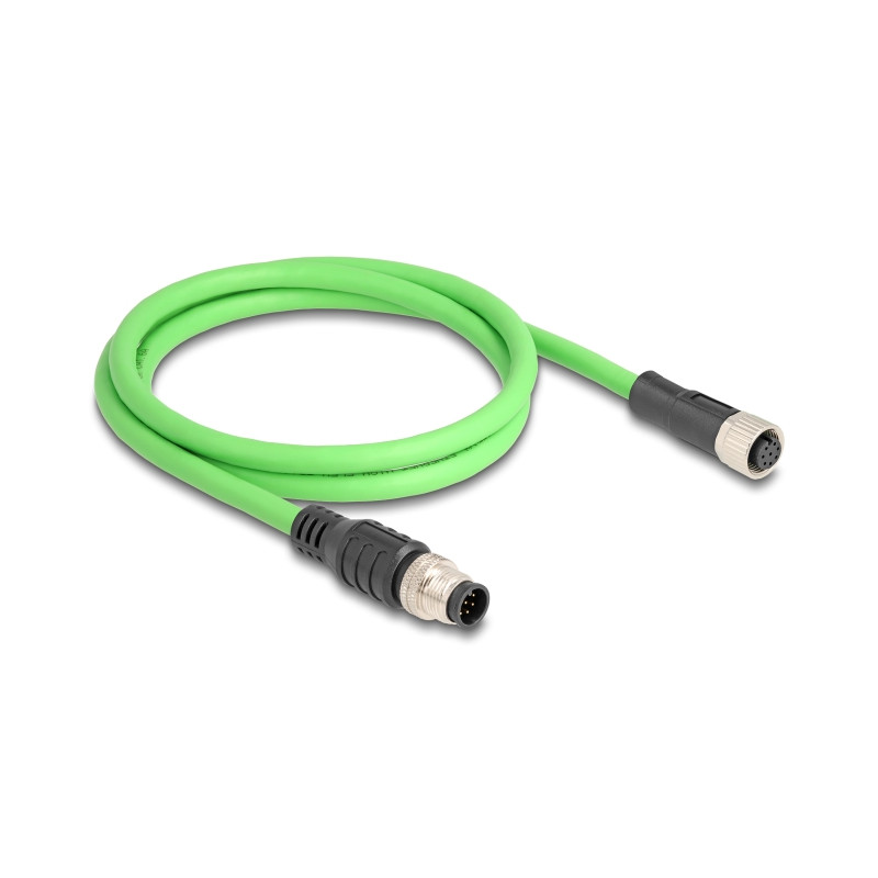 Delock M12 Kabel A-kodiert 8 Pin Stecker zu Buchse PUR (TPU) 1 m