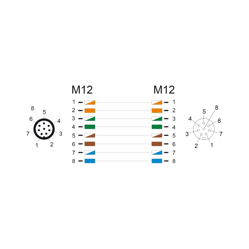 Delock M12 Kabel A-kodiert 8 Pin Stecker zu Buchse PUR (TPU) 1 m