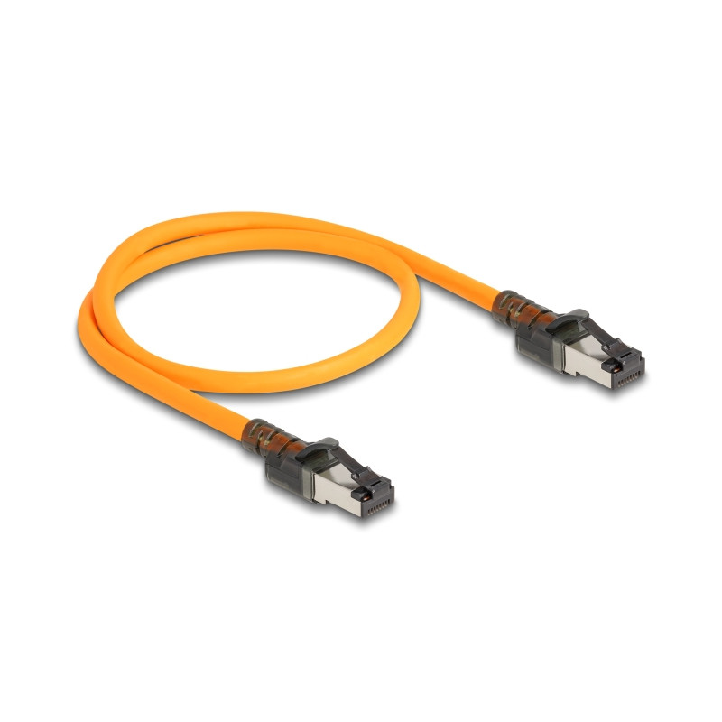 Delock RJ45 Netzwerkkabel mit USB Type-C™ Portfinder Funktion Self Tracing Cat.6A S/FTP 0,5 m orange