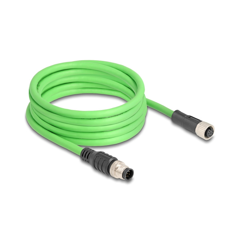 Delock M12 Kabel A-kodiert 8 Pin Stecker zu Buchse PUR (TPU) 5 m
