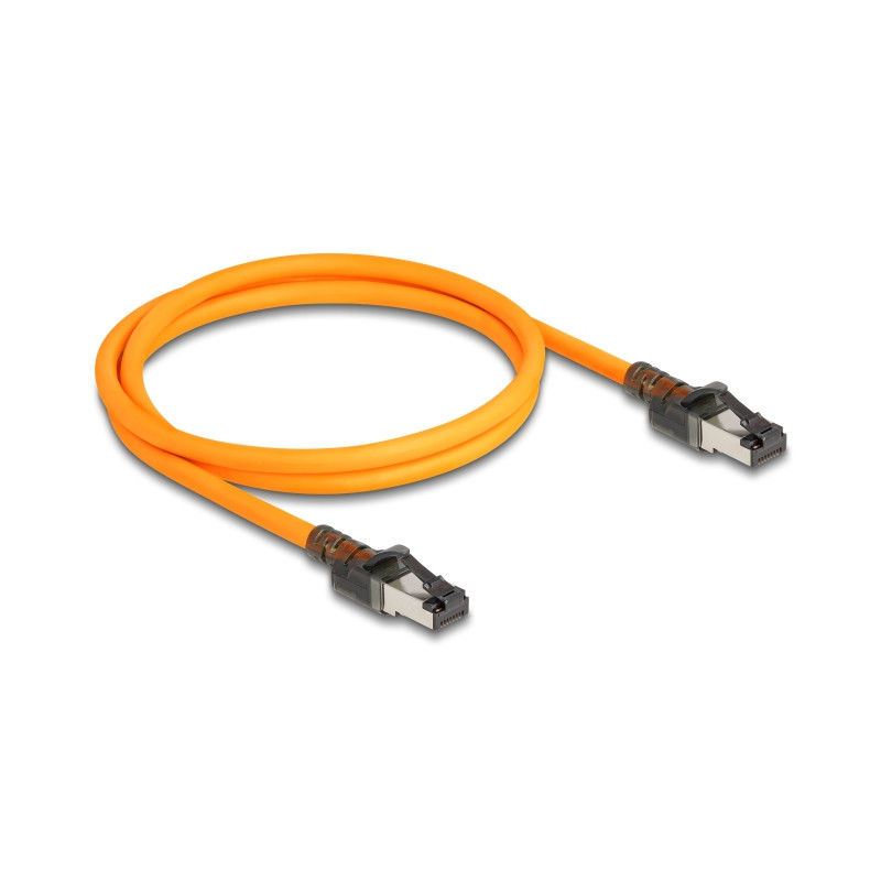 Delock RJ45 Netzwerkkabel mit USB Type-C™ Portfinder Funktion Self Tracing Cat.6A S/FTP 1 m orange