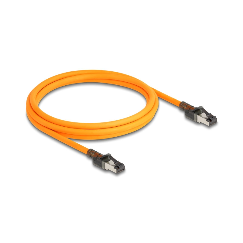 Delock RJ45 Netzwerkkabel mit USB Type-C™ Portfinder Funktion Self Tracing Cat.6A S/FTP 2 m orange