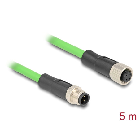 Delock M12 Kabel D-kodiert 4 Pin Stecker zu Buchse PUR (TPU) 5 m