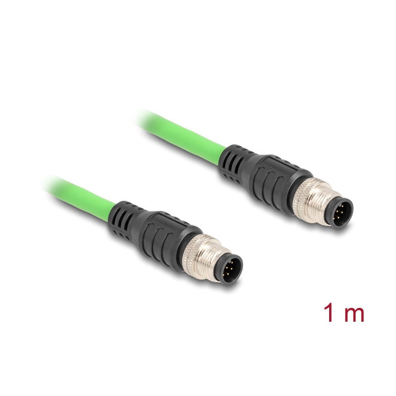 Delock M12 Kabel A-kodiert 8 Pin Stecker zu Stecker PUR (TPU) 1 m