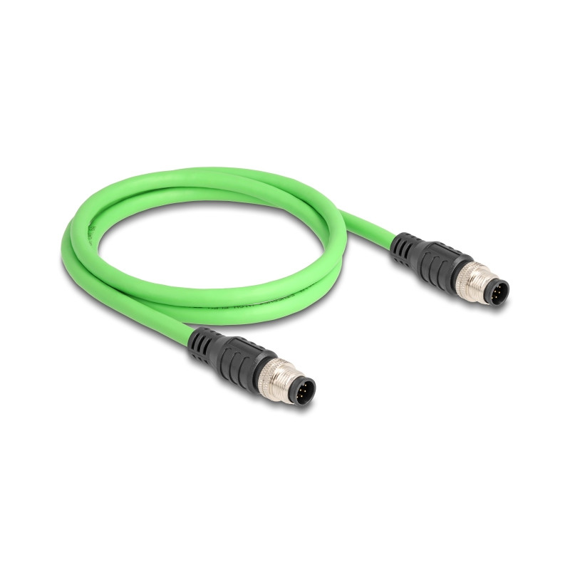 Delock M12 Kabel A-kodiert 8 Pin Stecker zu Stecker PUR (TPU) 1 m