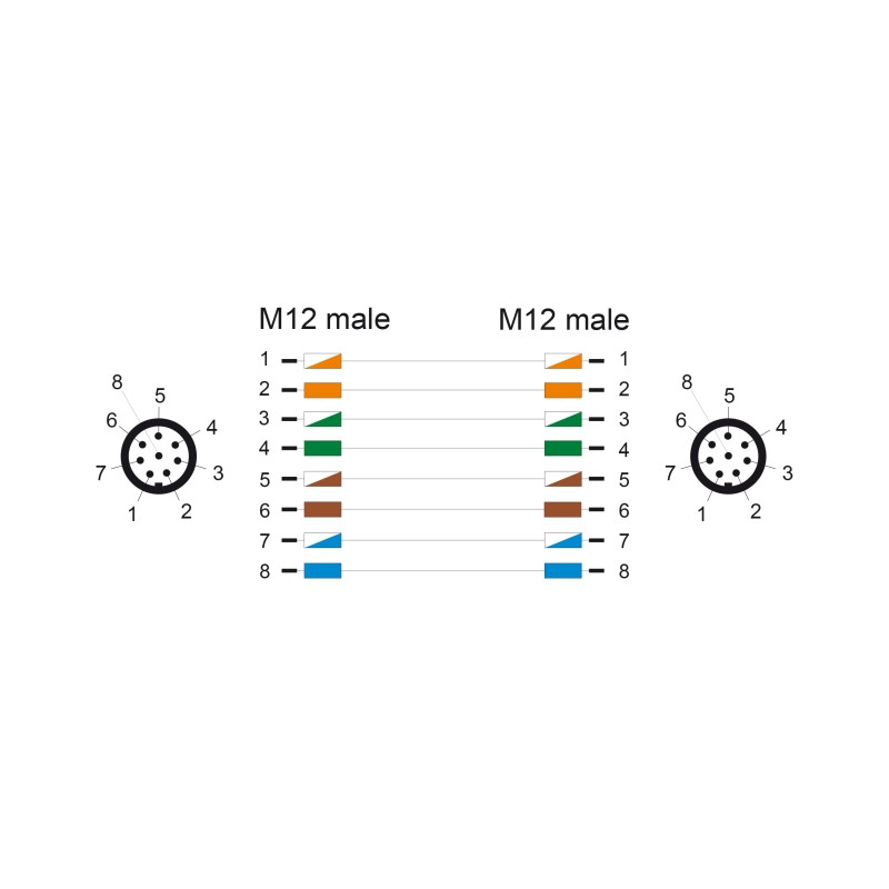 Delock M12 Kabel A-kodiert 8 Pin Stecker zu Stecker PUR (TPU) 1 m