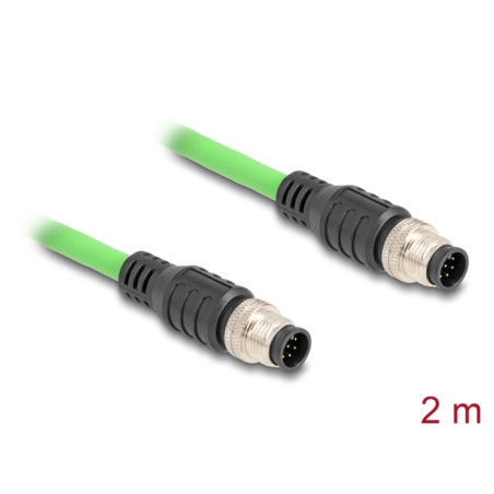 Delock M12 Kabel A-kodiert 8 Pin Stecker zu Stecker PUR (TPU) 2 m
