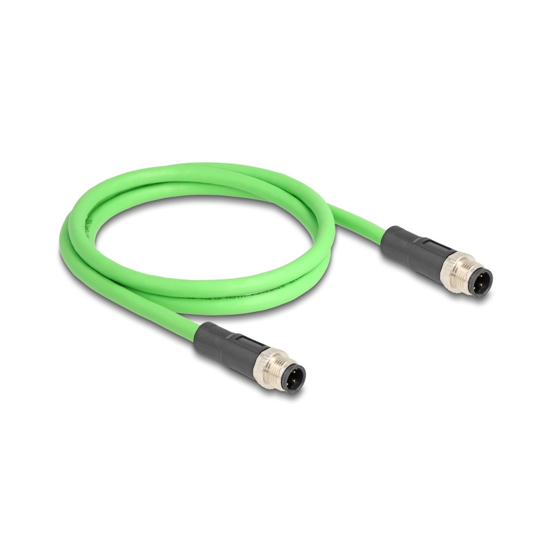Delock M12 Kabel D-kodiert 4 Pin Stecker zu Stecker PUR (TPU) 1 m