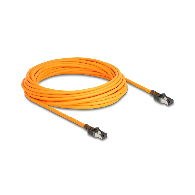 Delock RJ45 Netzwerkkabel mit USB Type-C™ Portfinder Funktion Self Tracing Cat.6A S/FTP 10 m orange