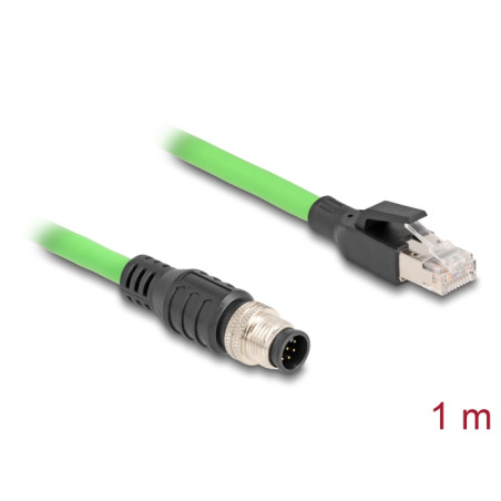 Delock M12 Kabel A-kodiert 8 Pin Stecker zu RJ45 Stecker PUR (TPU) 1 m