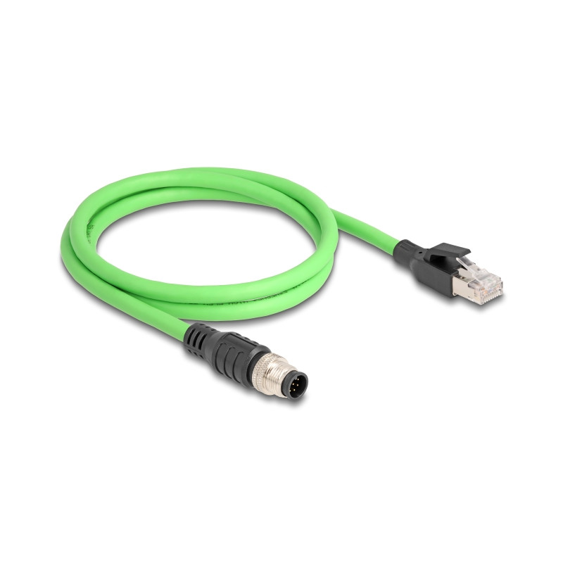 Delock M12 Kabel A-kodiert 8 Pin Stecker zu RJ45 Stecker PUR (TPU) 1 m