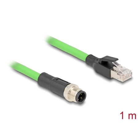 Delock M12 Kabel D-kodiert 4 Pin Stecker zu RJ45 Stecker PUR (TPU) 1 m