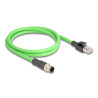 Delock M12 Kabel D-kodiert 4 Pin Stecker zu RJ45 Stecker PUR (TPU) 1 m