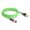 Delock M12 Kabel D-kodiert 4 Pin Stecker zu RJ45 Stecker PUR (TPU) 2 m