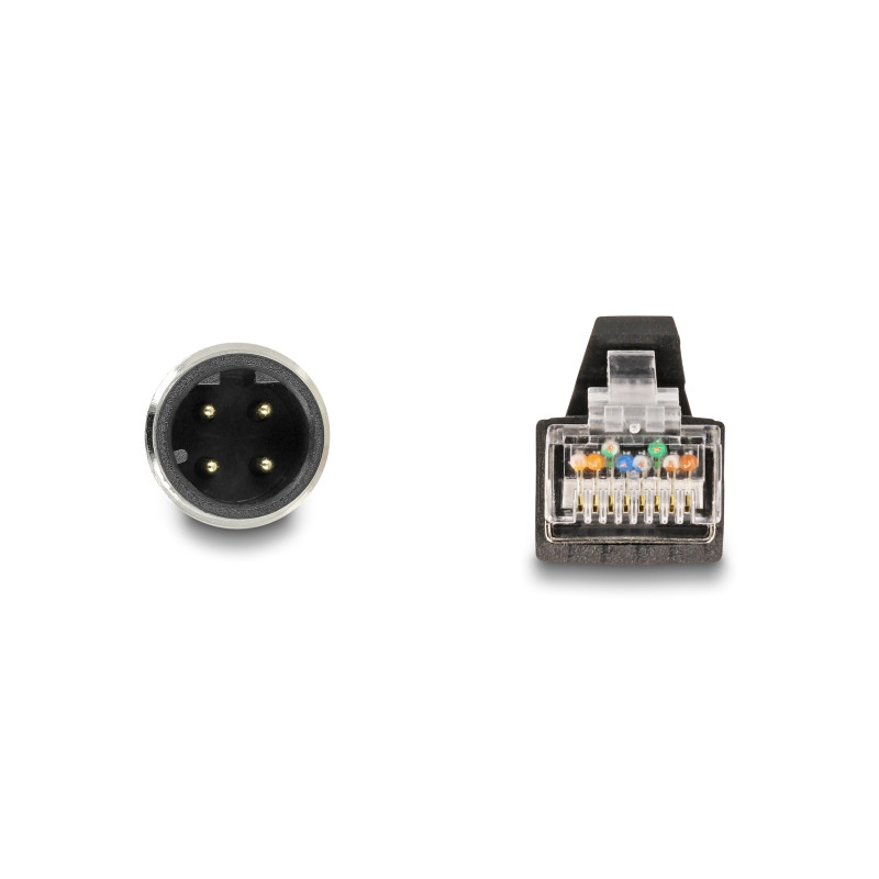 Delock M12 Kabel D-kodiert 4 Pin Stecker zu RJ45 Stecker PUR (TPU) 2 m