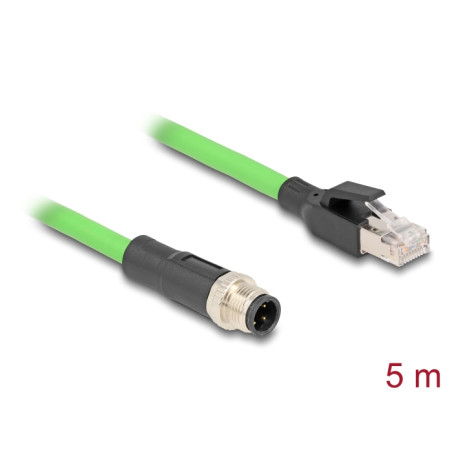 Delock M12 Kabel D-kodiert 4 Pin Stecker zu RJ45 Stecker PUR (TPU) 5 m