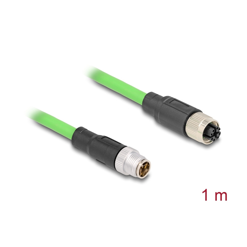 Delock M12 Kabel X-kodiert 8 Pin Stecker zu Buchse PUR (TPU) 1 m