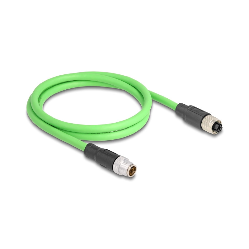 Delock M12 Kabel X-kodiert 8 Pin Stecker zu Buchse PUR (TPU) 1 m