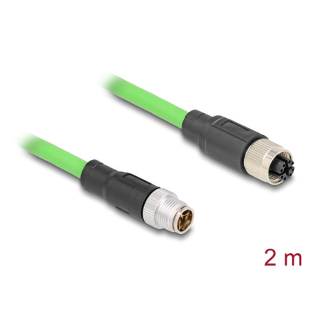 Delock M12 Kabel X-kodiert 8 Pin Stecker zu Buchse PUR (TPU) 2 m