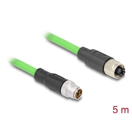 Delock M12 Kabel X-kodiert 8 Pin Stecker zu Buchse PUR (TPU) 5 m