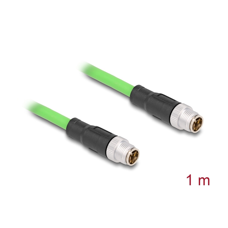 Delock M12 Kabel X-kodiert 8 Pin Stecker zu Stecker PUR (TPU) 1 m