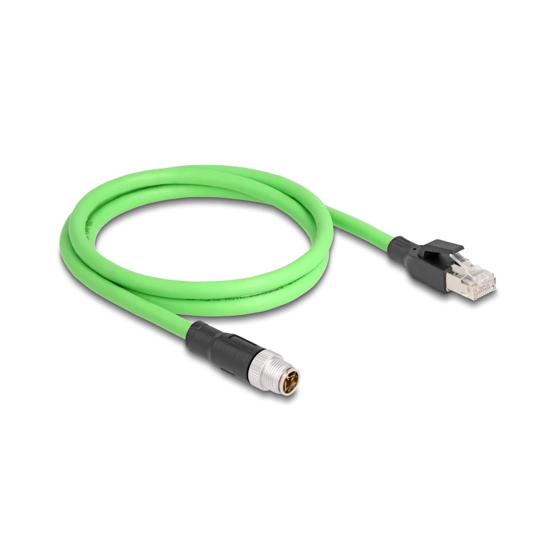 Delock M12 Kabel X-kodiert 8 Pin Stecker zu Stecker PUR (TPU) 1 m