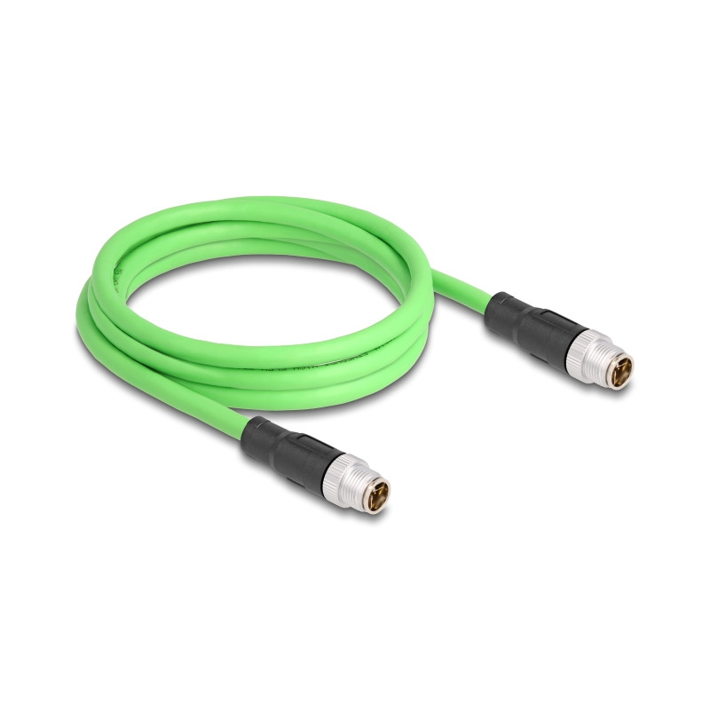Delock M12 Kabel X-kodiert 8 Pin Stecker zu Stecker PUR (TPU) 2 m