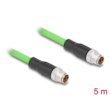 Delock M12 Kabel X-kodiert 8 Pin Stecker zu Stecker PUR (TPU) 5 m