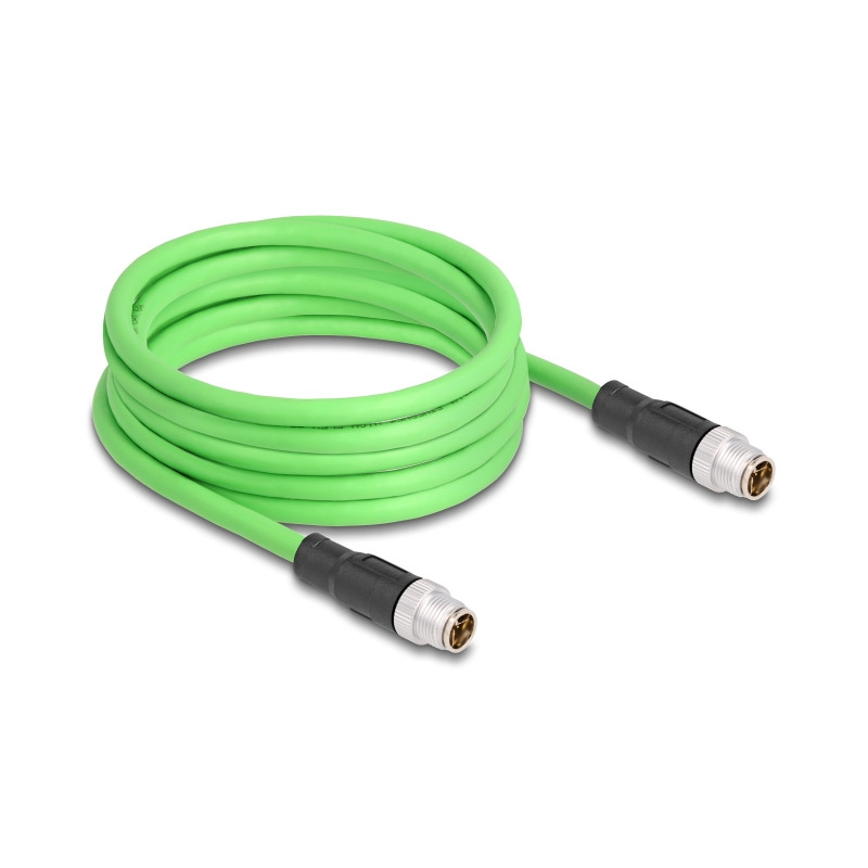 Delock M12 Kabel X-kodiert 8 Pin Stecker zu Stecker PUR (TPU) 5 m