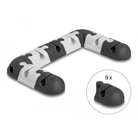 Delock Kabelhalter selbstklebend modular Set 9 Stück schwarz / grau