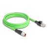 Delock M12 Kabel X-kodiert 8 Pin Stecker zu RJ45 Stecker PUR (TPU) 2 m