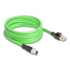 Delock M12 Kabel X-kodiert 8 Pin Stecker zu RJ45 Stecker PUR (TPU) 5 m