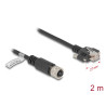 Delock M12 Kabel D-kodiert 4 Pin Buchse zu RJ45 Stecker mit Schrauben Cat.5e FTP 2 m schwarz