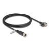 Delock M12 Kabel D-kodiert 4 Pin Buchse zu RJ45 Stecker mit Schrauben Cat.5e FTP 2 m schwarz
