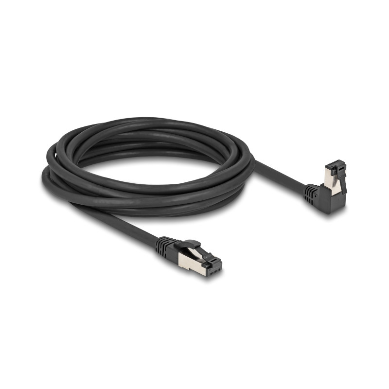 Delock RJ45 Netzwerkkabel Cat.8.1 S/FTP 90° unten gewinkelt / gerade 5 m schwarz