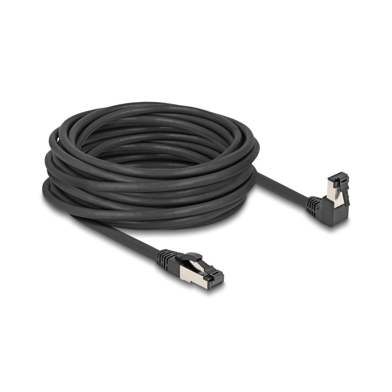 Delock RJ45 Netzwerkkabel Cat.8.1 S/FTP 90° unten gewinkelt / gerade 10 m schwarz