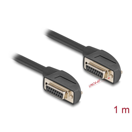 Delock Serielles Kabel D-Sub 15 Buchse mit Schraube 90° nach rechts gewinkelt zu D-Sub 15 Buchse mit Schraube 90° nach rechts ge