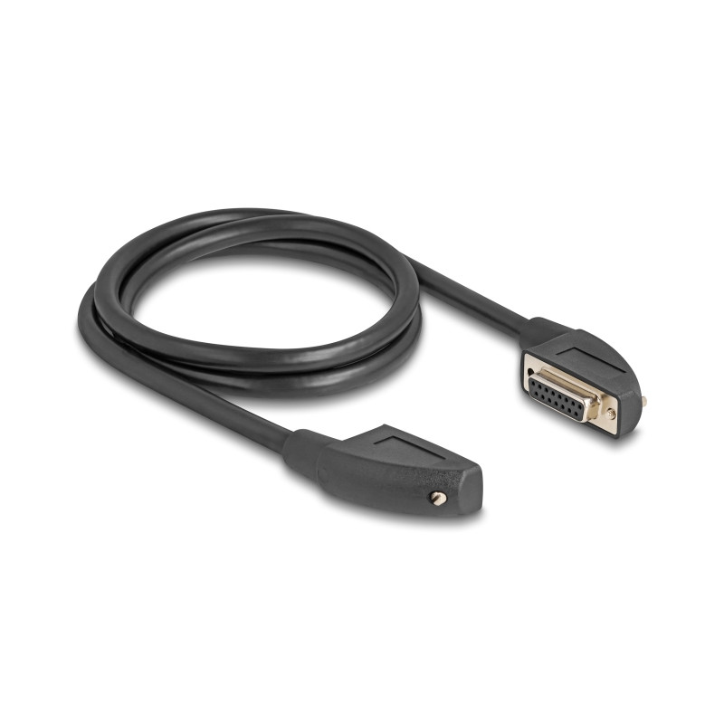 Delock Serielles Kabel D-Sub 15 Buchse mit Schraube 90° nach rechts gewinkelt zu D-Sub 15 Buchse mit Schraube 90° nach rechts ge