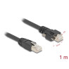 Delock Kabel RJ45 Stecker zu RJ45 Stecker mit Schraubenabstand 20 mm für GigE Kamera Cat.6A S/FTP 1 m schwarz