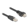 Delock Kabel RJ45 Stecker zu RJ45 Stecker mit Schraubenabstand 20 mm für GigE Kamera Cat.6A S/FTP 1 m schwarz