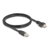 Delock Kabel RJ45 Stecker zu RJ45 Stecker mit Schraubenabstand 20 mm für GigE Kamera Cat.6A S/FTP 1 m schwarz
