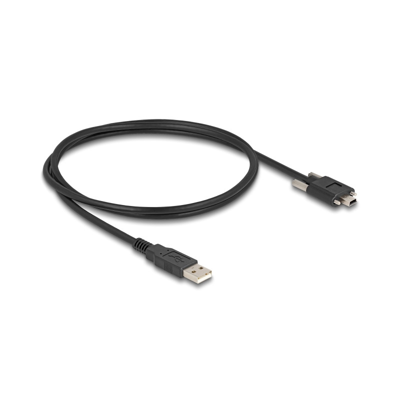 Delock USB 2.0 Kabel Typ-A Stecker zu Typ Mini-B Stecker mit Schraubenabstand 13 mm 1 m schwarz