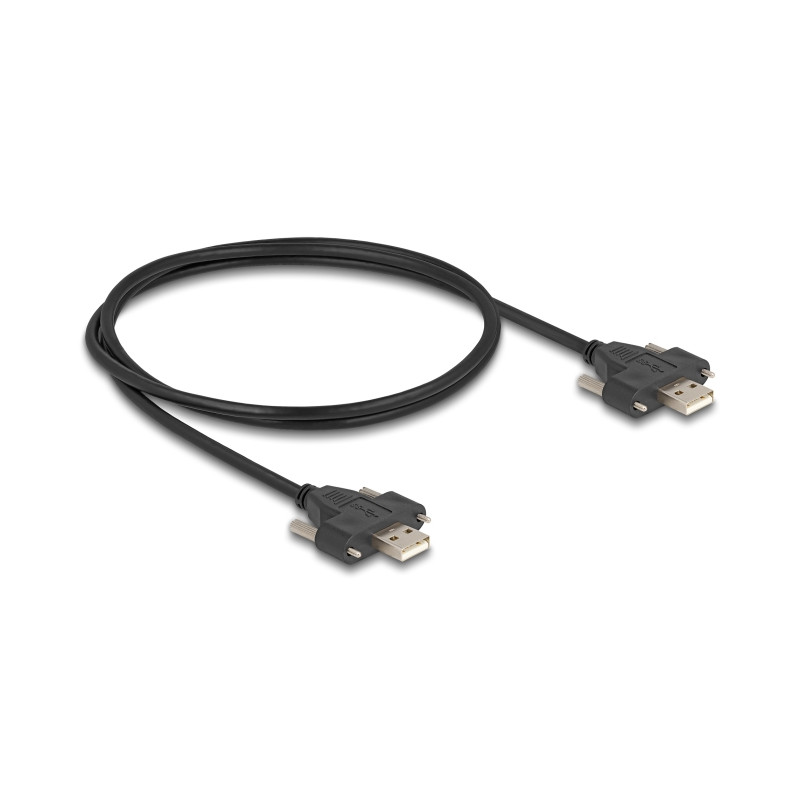 Delock USB 2.0 Kabel Typ-A Stecker zu Stecker mit Schraubenabstand 30 mm 1 m schwarz
