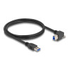 Delock USB 5 Gbps Kabel USB Typ-A Stecker gerade zu USB Typ-B Stecker mit Schraube 90° nach rechts gewinkelt 1 m schwarz