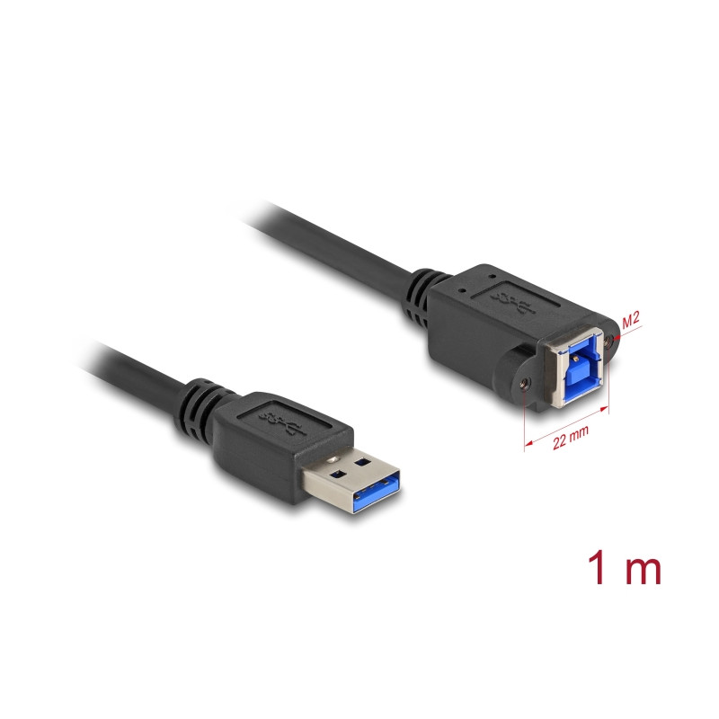 Delock USB 5 Gbps Kabel USB Typ-A Stecker zu USB Typ-B Buchse zum Einbau 1 m schwarz